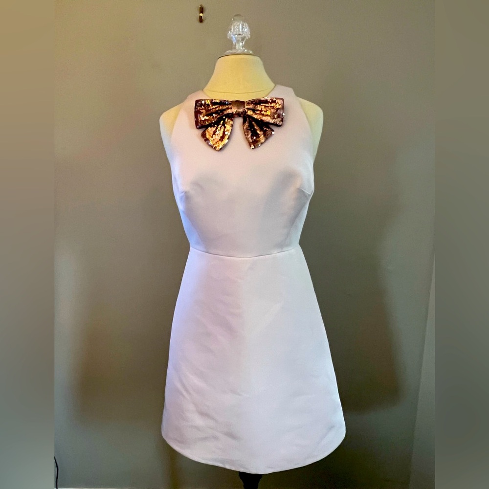 Kate Spade White Dress with Gold Sequin Bow